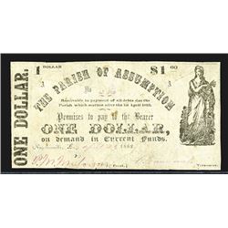 Parish of Assumption. 1 Dollar. 1862.