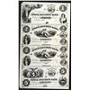 Image 1 : Stock Security Bank, ND ca. 1850's Uncut Proof Sheet of 4 Obsolete Banknotes.