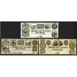 Bank of Lyons, 1836-41 Obsolete Banknote Trio.