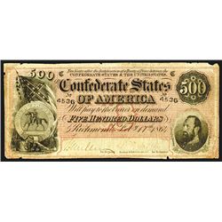 Confederate States. 500 Dollars. 1864.