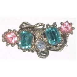 Vintage crown blue and pink pin