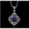 Image 1 : 18KT White Gold 3.61ct Tanzanite and Diamond Pendant With Chain