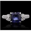 Image 1 : 14KT White Gold 2.90ct Sapphire and Diamond Ring