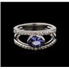 Image 1 : 0.74ct Tanzanite and Diamond Ring - 14KT White Gold