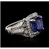 Image 2 : 14KT White Gold 5.12ct Tanzanite and Diamond Ring