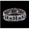 Image 1 : 14KT White Gold 11.28ctw Tanzanite and Diamond Bracelet