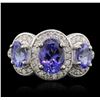 Image 1 : 14KT White Gold 2.75ctw Tanzanite and Diamond Ring