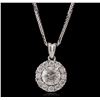 Image 1 : 14KT White Gold 0.83ctw Diamond Pendant With Chain