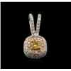 Image 1 : 0.39ctw Fancy Yellow Diamond Pendant - 14KT Two-Tone Gold
