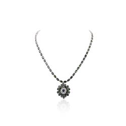 18KT White Gold 59.86ctw Multi Color Sapphire and Diamond Necklace