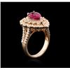 Image 3 : 1.48ct Rubellite and Diamond Ring - 14KT Rose Gold