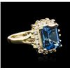 Image 2 : 14KT Yellow Gold 3.00ct Topaz and Diamond Ring