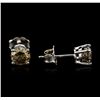 Image 2 : 14KT White Gold 1.22ctw Fancy Brown Diamond Stud Earrings