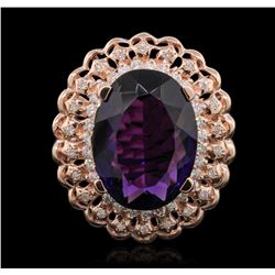 14KT Rose Gold 9.45ct Amethyst and Diamond Ring