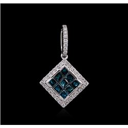 14KT White Gold 0.96ctw Blue Diamond Pendant