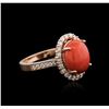Image 2 : 14KT Rose Gold 4.38ct Coral and Diamond Ring