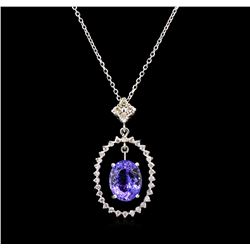 2.81ct Tanzanite and Diamond Pendant With Chain - 14KT White Gold