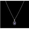 Image 2 : 2.81ct Tanzanite and Diamond Pendant With Chain - 14KT White Gold