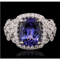 14KT White Gold 4.23ct Tanzanite and Diamond Ring