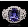 Image 1 : 14KT White Gold 4.23ct Tanzanite and Diamond Ring