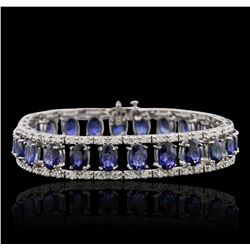 14KT White Gold 21.50ctw Sapphire and Diamond Bracelet