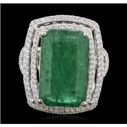 14KT Two-Tone Gold 12.39ct Emerald and Diamond Ring