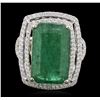 Image 1 : 14KT Two-Tone Gold 12.39ct Emerald and Diamond Ring