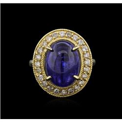 14KT Yellow Gold 8.23ct Tanzanite and Diamond Ring