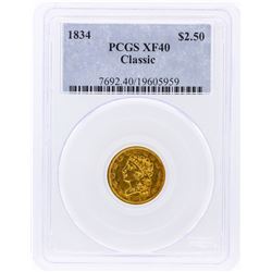 1834 PCGS XF40 $2.50 Classic Head Quarter Eagle Gold Coin