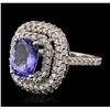 Image 2 : 14KT White Gold 3.26ct Tanzanite and Diamond Ring