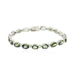 14KT White Gold 17.86ctw Multi Color Sapphire and Diamond Bracelet