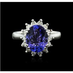 14KT White Gold 5.19ct Tanzanite and Diamond Ring