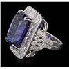 Image 2 : 18KT White Gold GIA Certified 21.75ct Tanzanite and Diamond Ring