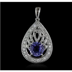 14KT White Gold 1.88ct Tanzanite and Diamond Pendant With Chain