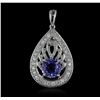 Image 1 : 14KT White Gold 1.88ct Tanzanite and Diamond Pendant With Chain