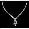 Image 1 : 14KT White Gold 2.57ct Tanzanite and Diamond Necklace