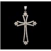 Image 1 : 1.20ctw Diamond Cross Pendant - 14KT White Gold