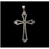 Image 2 : 1.20ctw Diamond Cross Pendant - 14KT White Gold