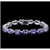 Image 1 : 14KT White Gold 20.83ctw Tanzanite and Diamond Bracelet
