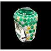 Image 3 : GIA Certified 17.47ctw Emerald and Diamond Earrings and Ring Set - 18KT White Gold