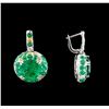 Image 5 : GIA Certified 17.47ctw Emerald and Diamond Earrings and Ring Set - 18KT White Gold