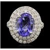 Image 1 : 14KT White Gold 4.40ct Tanzanite and Diamond Ring