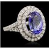 Image 2 : 14KT White Gold 4.40ct Tanzanite and Diamond Ring