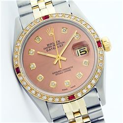 Rolex Two-Tone Diamond and Ruby DateJust Men's Watch