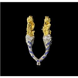 Erte Letter V Pendant Brooch - Gold-Plated Sterling Silver