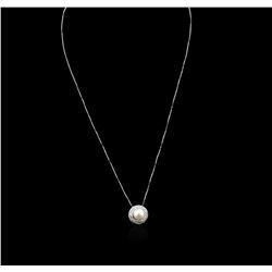 14KT White Gold Pearl and Diamond Pendant With Chain