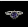 Image 1 : 0.82ct Tanzanite and Diamond Ring - 18KT White Gold