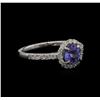 Image 2 : 0.82ct Tanzanite and Diamond Ring - 18KT White Gold