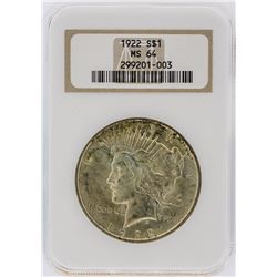 1922 NGC MS64 Peace Silver Dollar