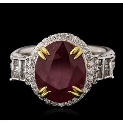 14KT Two-Tone Gold 5.44ct Ruby and Diamond Ring